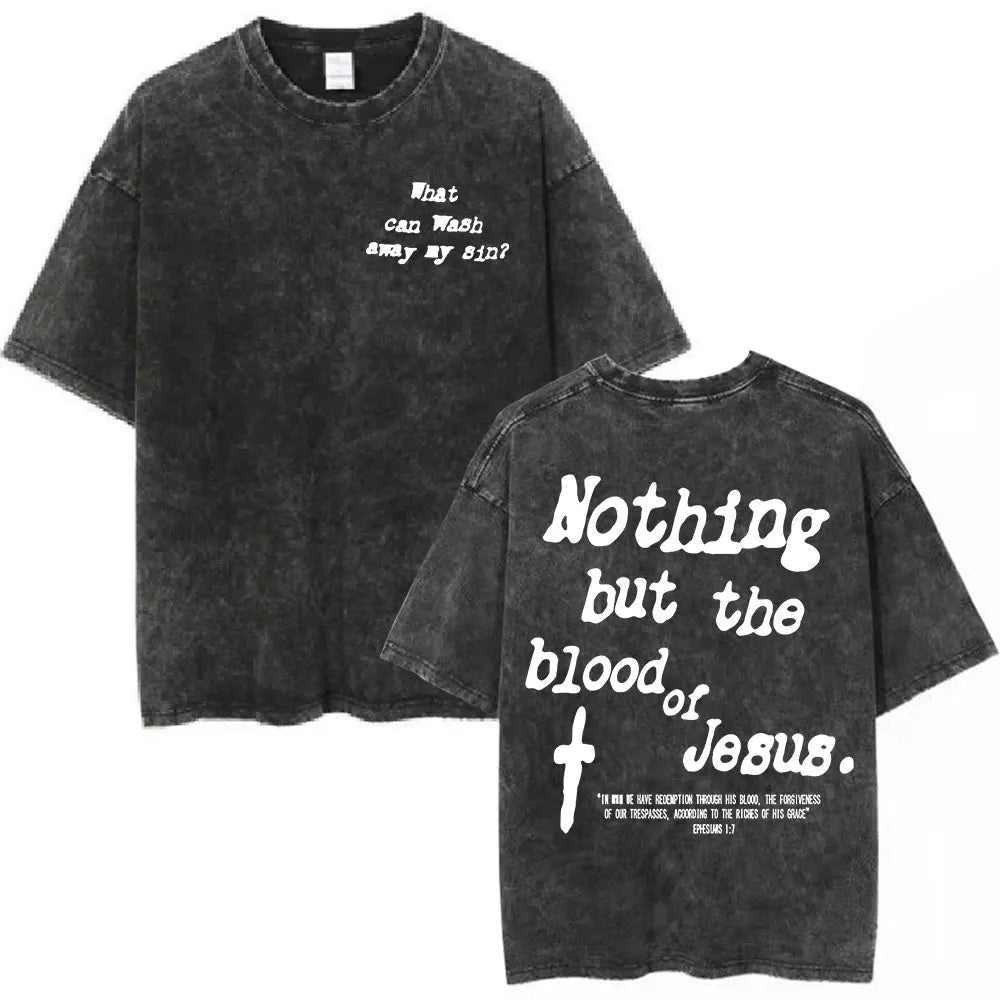 Jesus Christian Forgive Them Father Vintage Washed T-shirt Men Women Gothic Fashion Oversized Short Sleeves T Shirts Streetwear