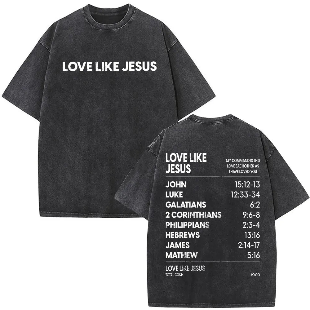 Christian Religious Jesus Forgive Them Father Bible Verse Vintage Acid Washed T-shirt Men Fashion Oversized T Shirts Streetwear