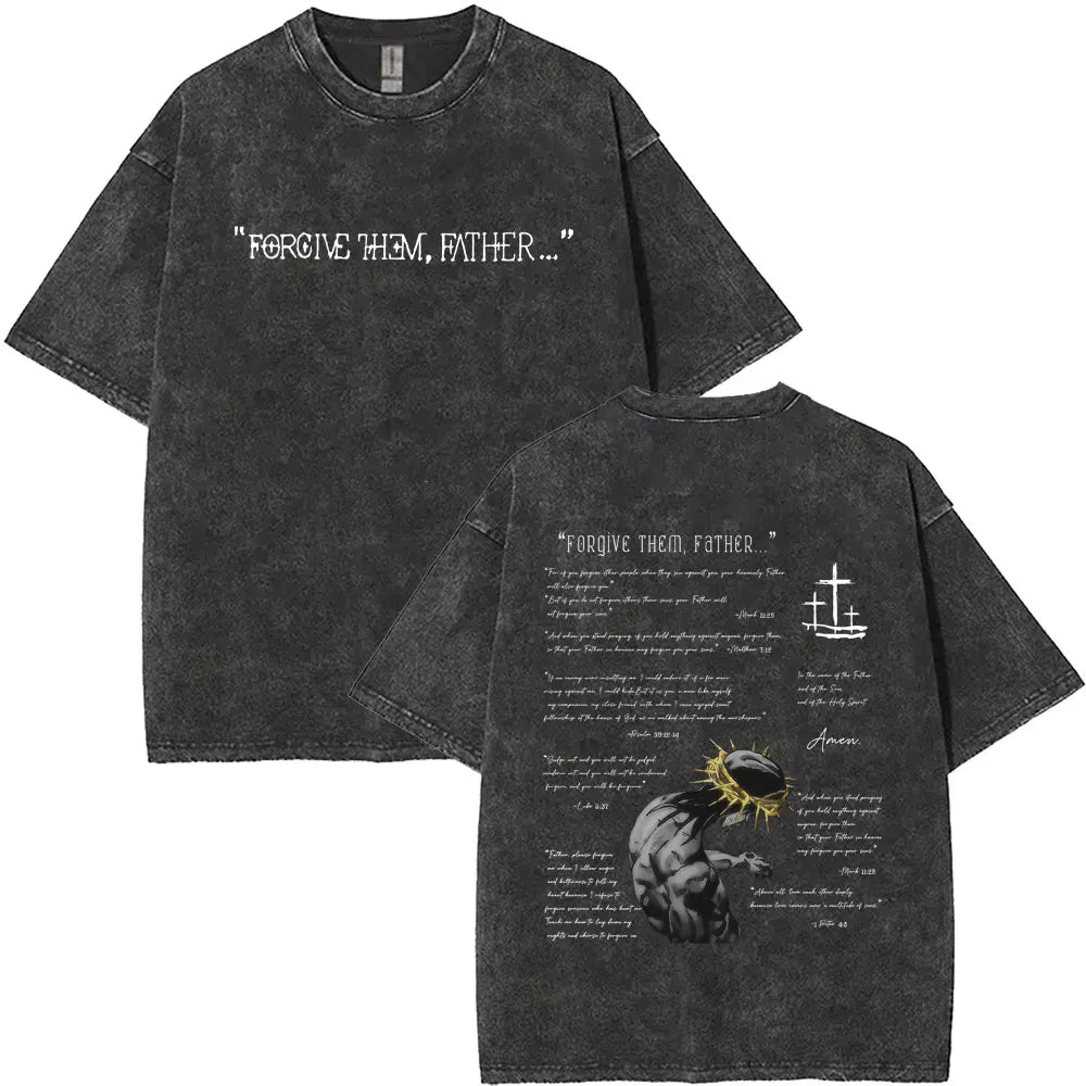 Christian Religious Jesus King of Glory Washed T-shirt Summer Men Women Fashion Oversized Streetwear Male Vintage T Shirts Tops