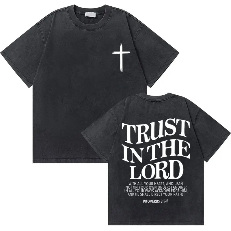 Christian Religious Jesus King of Glory Washed T-shirt Summer Men Women Fashion Oversized Streetwear Male Vintage T Shirts Tops
