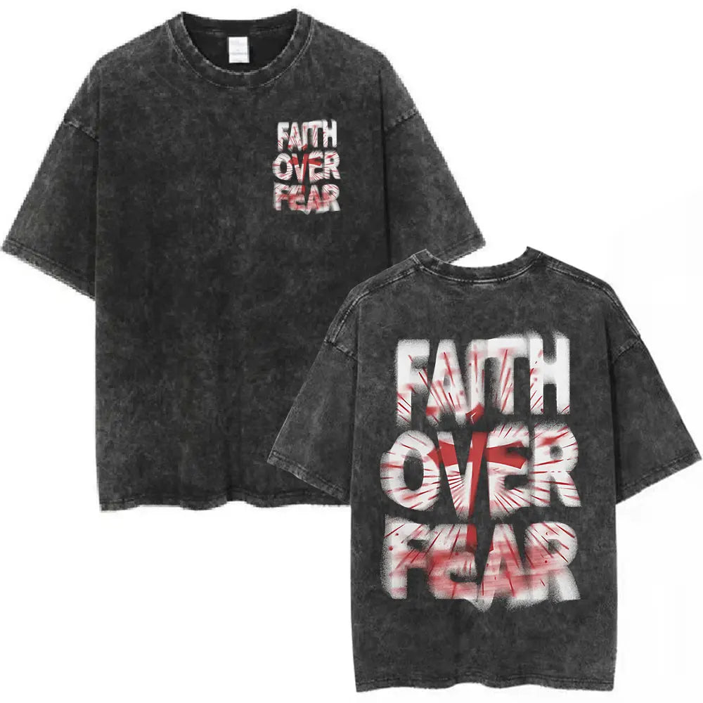 Jesus Christian Forgive Them Father Vintage Washed T-shirt Men Women Gothic Fashion Oversized Short Sleeves T Shirts Streetwear