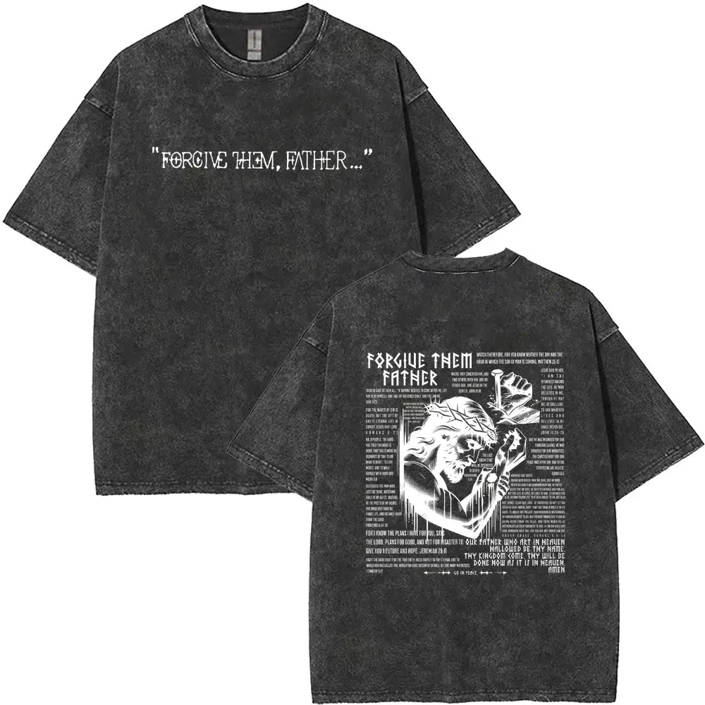 Christian Religious Jesus King of Glory Washed T-shirt Summer Men Women Fashion Oversized Streetwear Male Vintage T Shirts Tops
