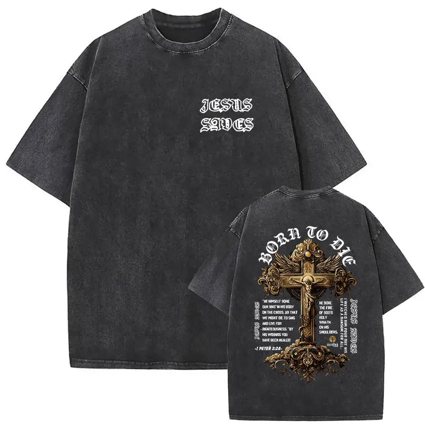 Child of God Christian Washed Vintage T Shirt Men's Jesus Clothing Short Sleeve T-shirts High Quality Oversized Cotton T-shirt