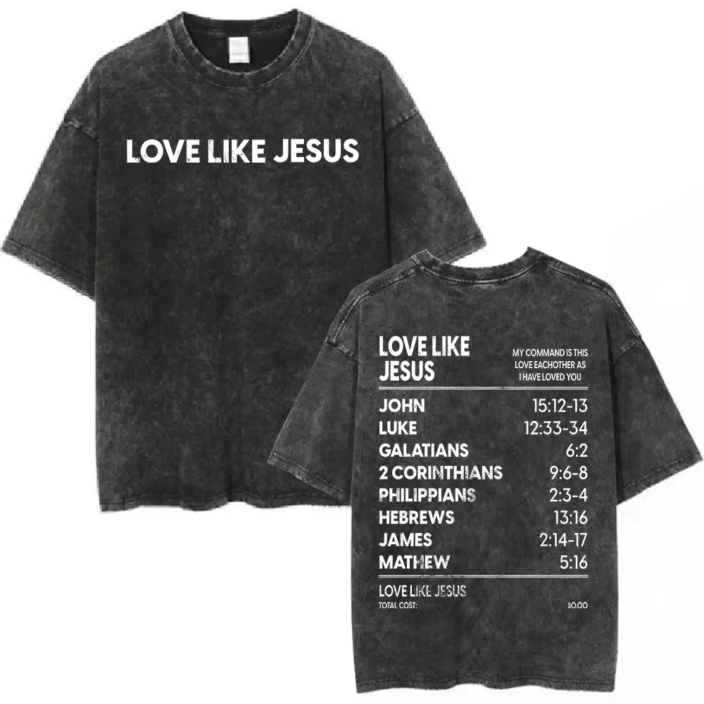 Jesus Christian Forgive Them Father Vintage Washed T-shirt Men Women Gothic Fashion Oversized Short Sleeves T Shirts Streetwear