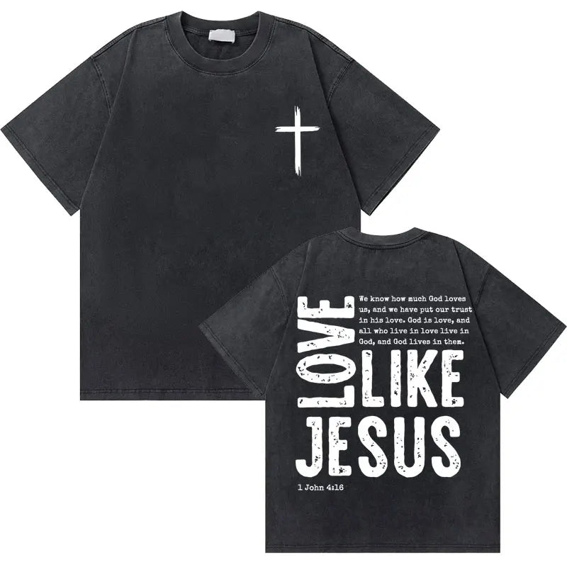 Christian Religious Jesus King of Glory Washed T-shirt Summer Men Women Fashion Oversized Streetwear Male Vintage T Shirts Tops