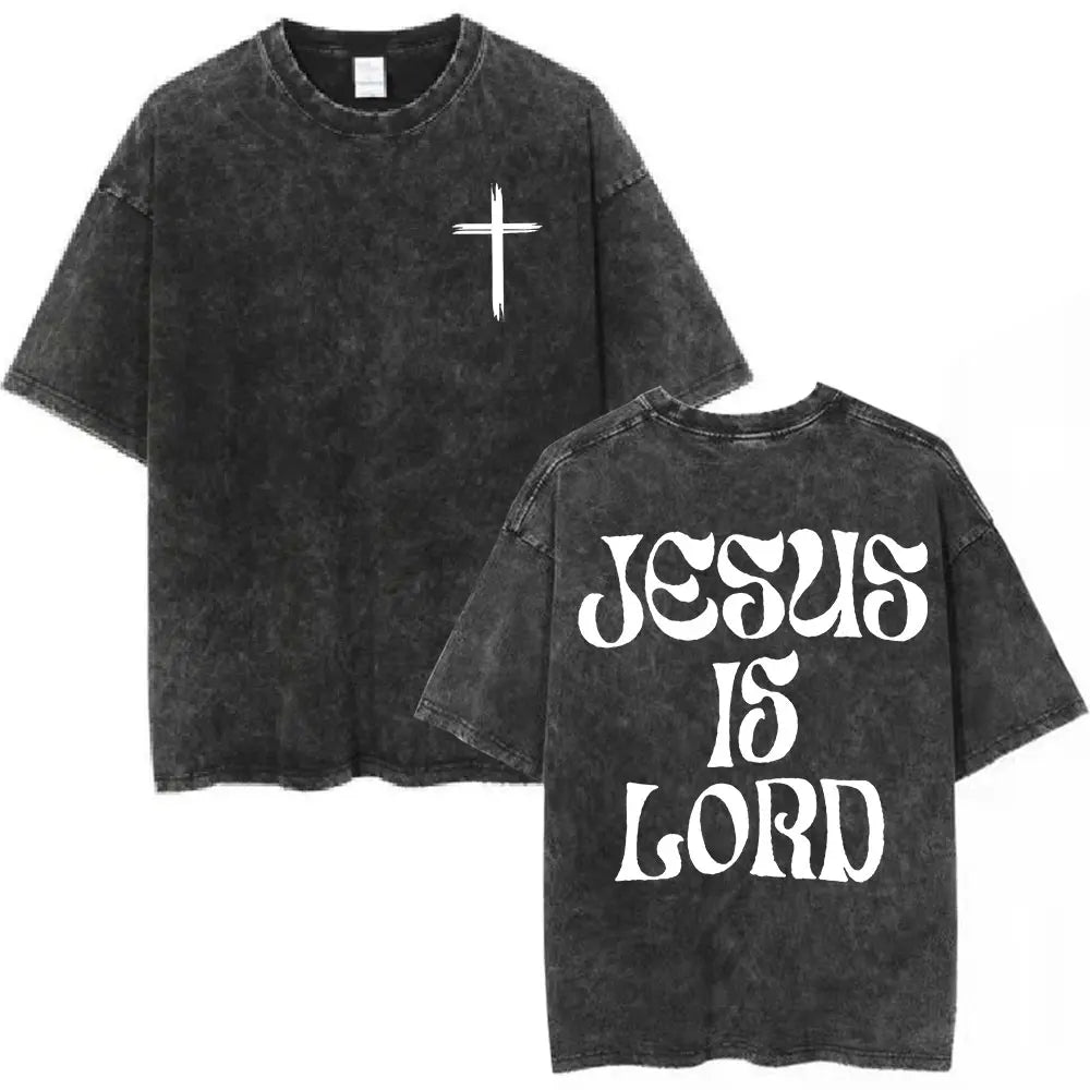 Jesus Christian Forgive Them Father Vintage Washed T-shirt Men Women Gothic Fashion Oversized Short Sleeves T Shirts Streetwear