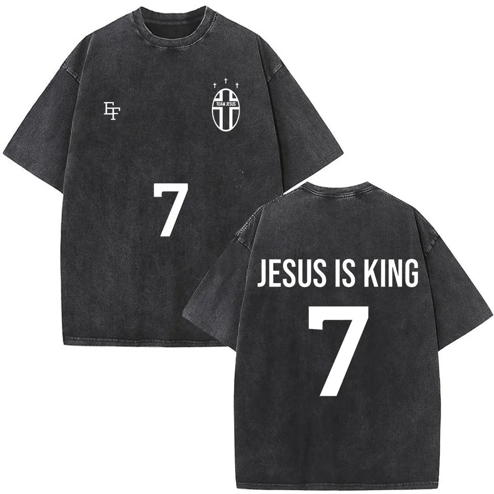 Christian Religious Jesus Forgive Them Father Bible Verse Vintage Acid Washed T-shirt Men Fashion Oversized T Shirts Streetwear