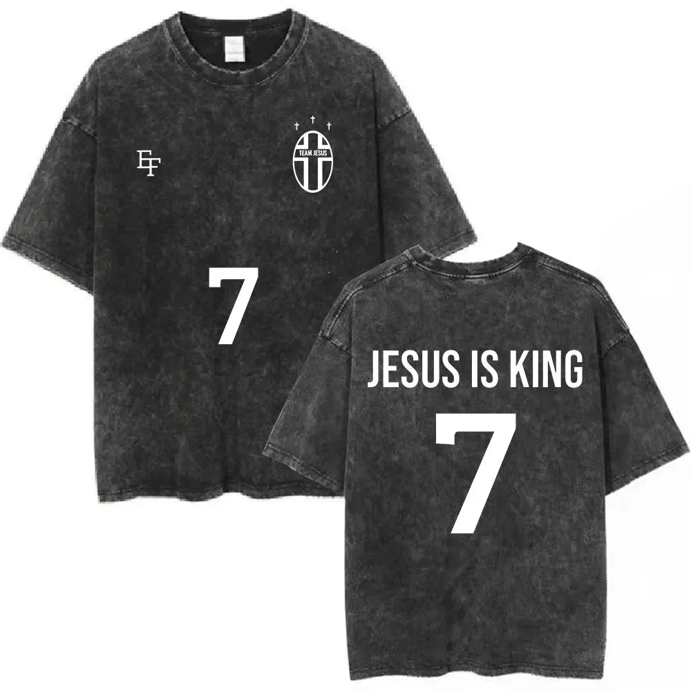 Jesus Christian Forgive Them Father Vintage Washed T-shirt Men Women Gothic Fashion Oversized Short Sleeves T Shirts Streetwear