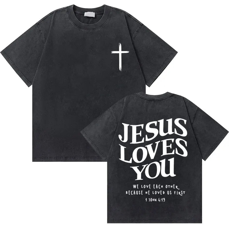 Christian Religious Jesus King of Glory Washed T-shirt Summer Men Women Fashion Oversized Streetwear Male Vintage T Shirts Tops