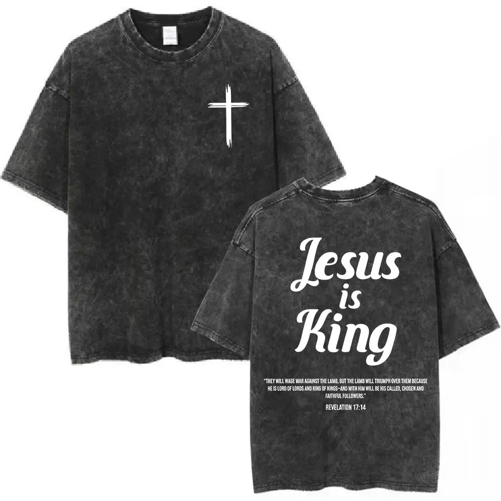 Jesus Christian Forgive Them Father Vintage Washed T-shirt Men Women Gothic Fashion Oversized Short Sleeves T Shirts Streetwear