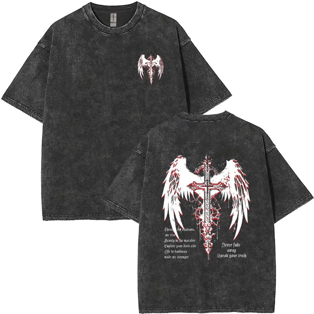 Christian Religious Jesus King of Glory Washed T-shirt Summer Men Women Fashion Oversized Streetwear Male Vintage T Shirts Tops