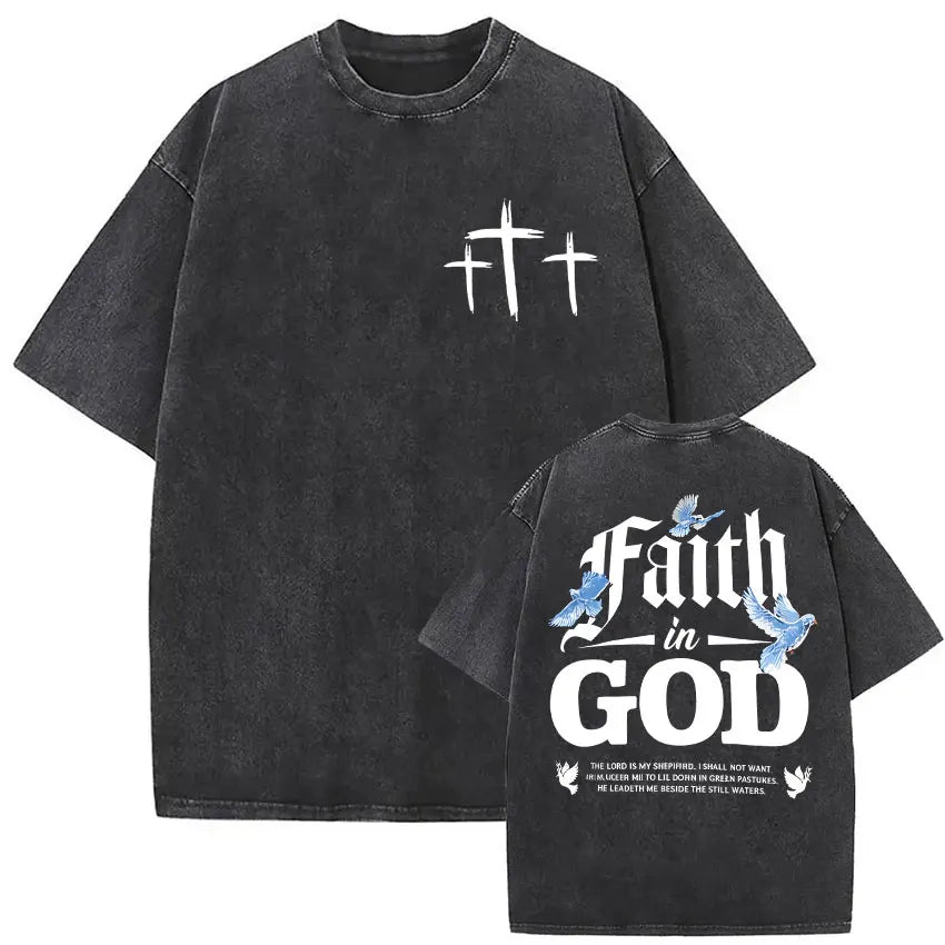 Child of God Christian Washed Vintage T Shirt Men's Jesus Clothing Short Sleeve T-shirts High Quality Oversized Cotton T-shirt