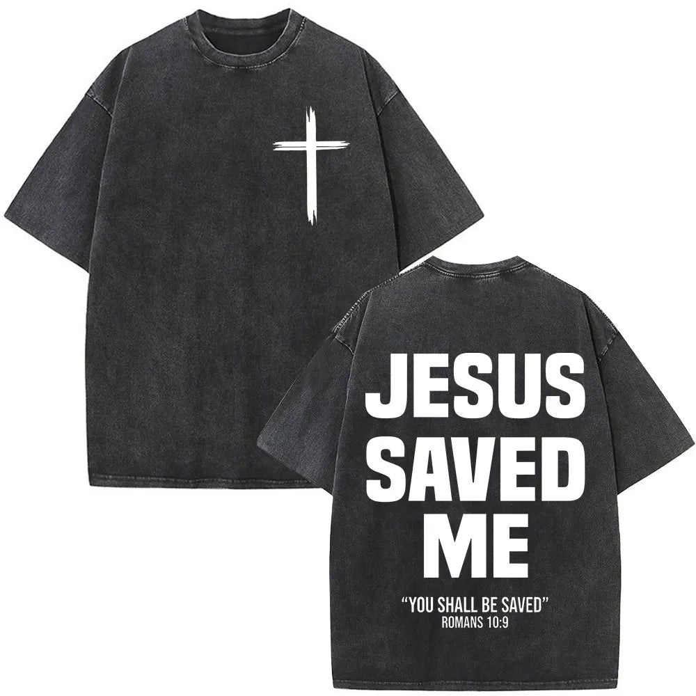 Christian Religious Jesus Forgive Them Father Bible Verse Vintage Acid Washed T-shirt Men Fashion Oversized T Shirts Streetwear