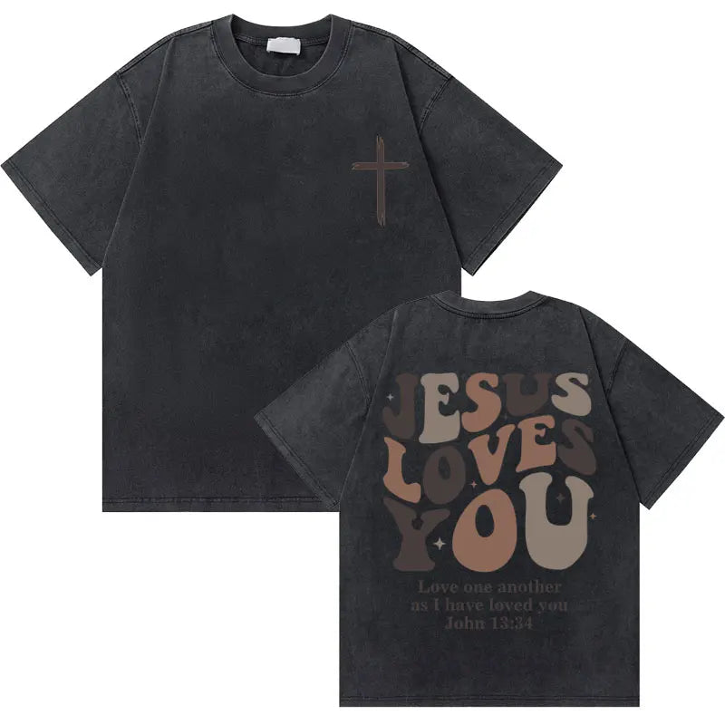 Christian Religious Jesus King of Glory Washed T-shirt Summer Men Women Fashion Oversized Streetwear Male Vintage T Shirts Tops