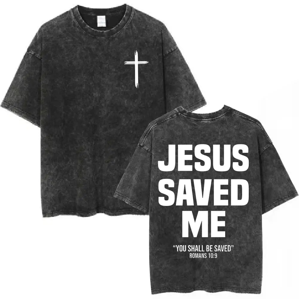 Jesus Christian Forgive Them Father Vintage Washed T-shirt Men Women Gothic Fashion Oversized Short Sleeves T Shirts Streetwear