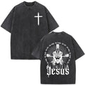 Jesus Christian Faith God Is with Us Washed Vintage T-shirt Summer Men Women Clothing Casual Cotton T Shirts Male Fashion Tees