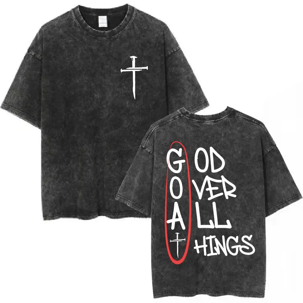 Jesus Christian Forgive Them Father Vintage Washed T-shirt Men Women Gothic Fashion Oversized Short Sleeves T Shirts Streetwear