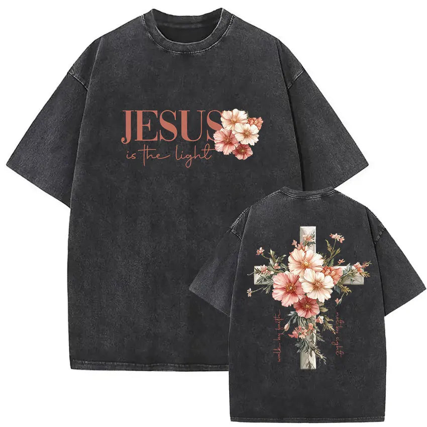 Child of God Christian Washed Vintage T Shirt Men's Jesus Clothing Short Sleeve T-shirts High Quality Oversized Cotton T-shirt