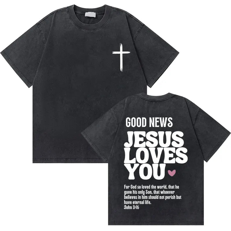 Christian Religious Jesus King of Glory Washed T-shirt Summer Men Women Fashion Oversized Streetwear Male Vintage T Shirts Tops