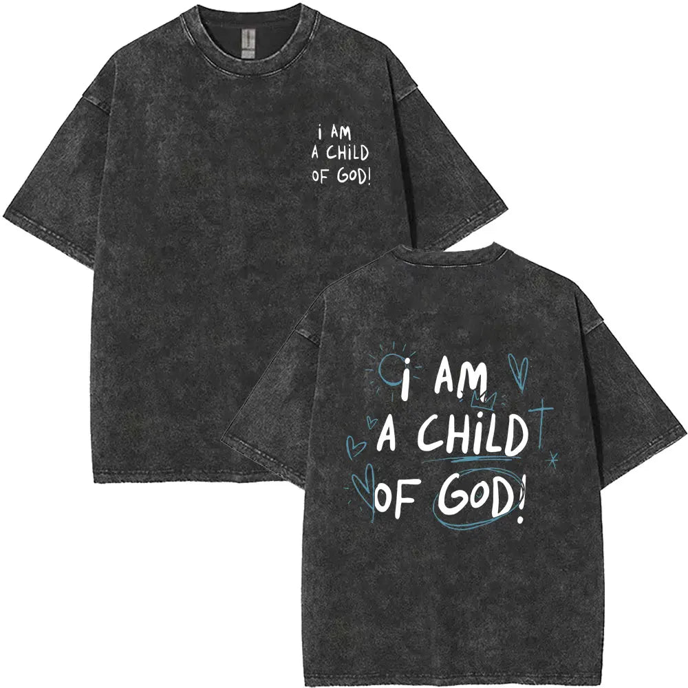 Christian Religious Jesus King of Glory Washed T-shirt Summer Men Women Fashion Oversized Streetwear Male Vintage T Shirts Tops